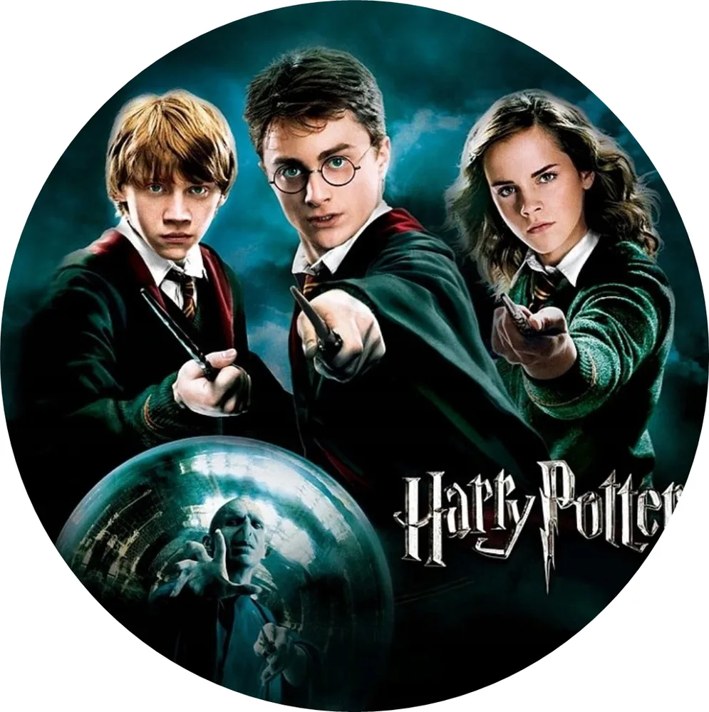 Harry Potter a Fénixův Řád – trio s logem – jedlý obrázek na dort – jedlý obrázek na dort