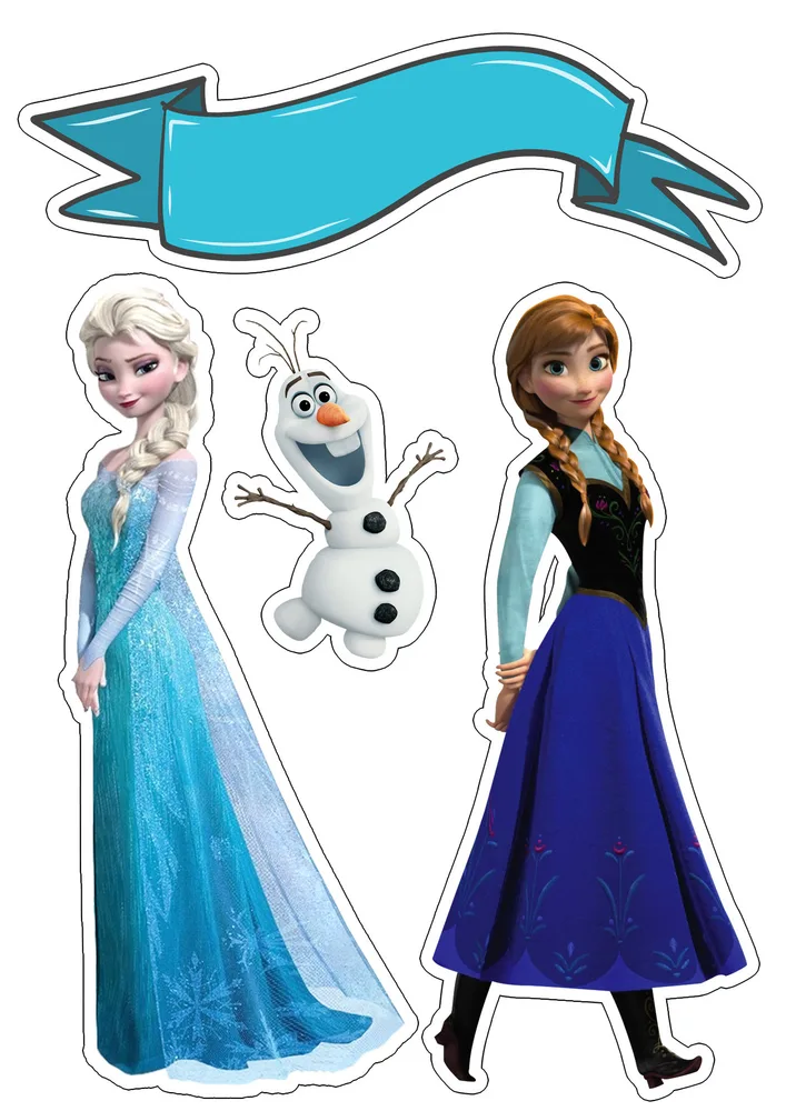 Frozen – Elsa, Olaf a Anna se stuhou – jedlý papír na hranatý dort – jedlý obrázek na dort