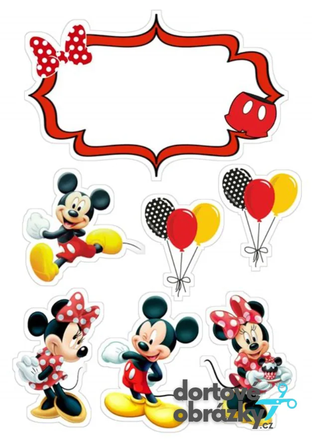 Mickey a Minnie – jedlý papír na hranatý dort – jedlý obrázek na dort