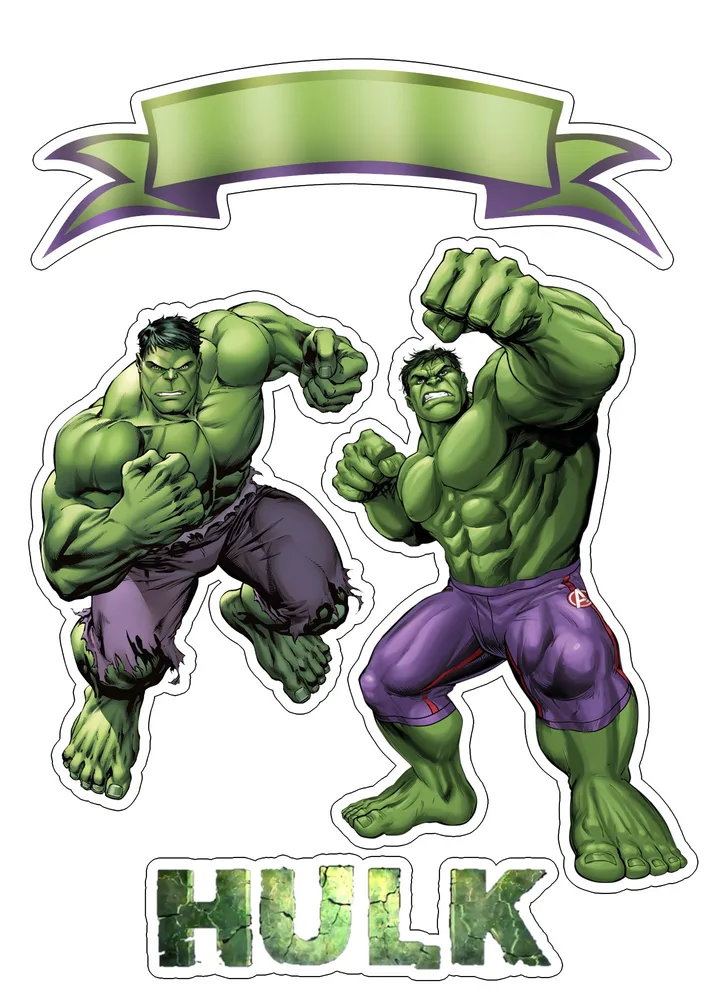 Hulk – zelená stuha a nápis – jedlý papír na hranatý dort – jedlý obrázek na dort