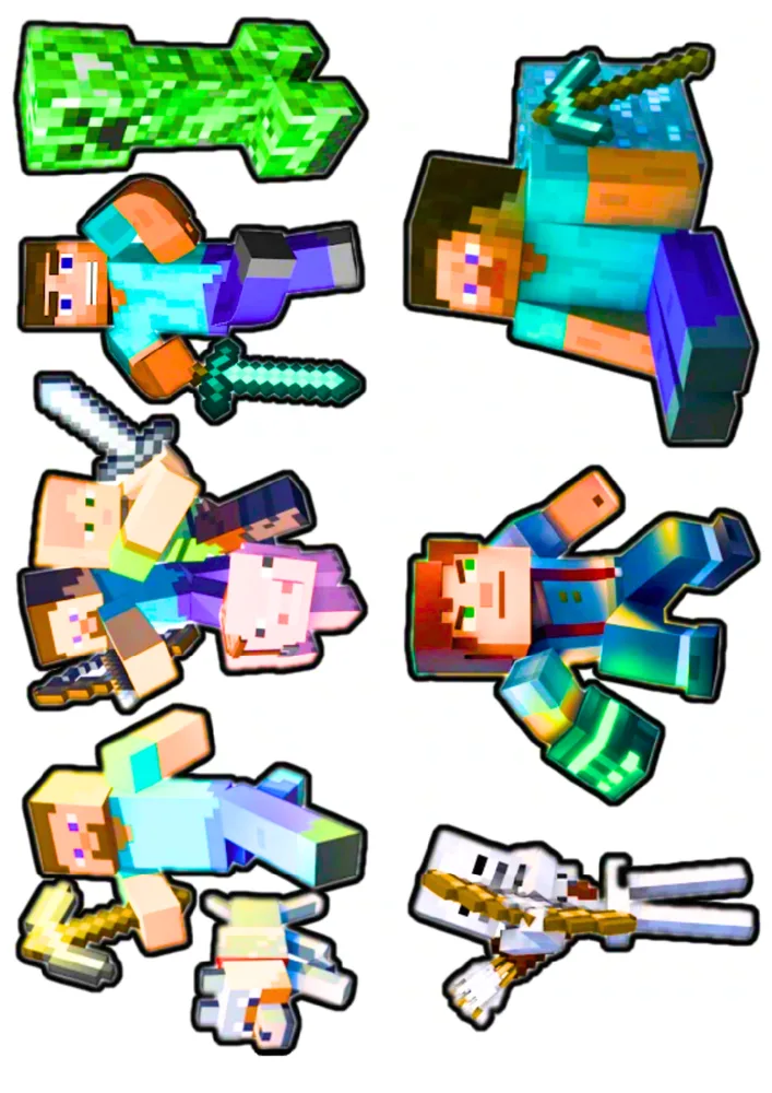 Minecraft dekorace – jedlý papír na hranatý dort – jedlý obrázek na dort