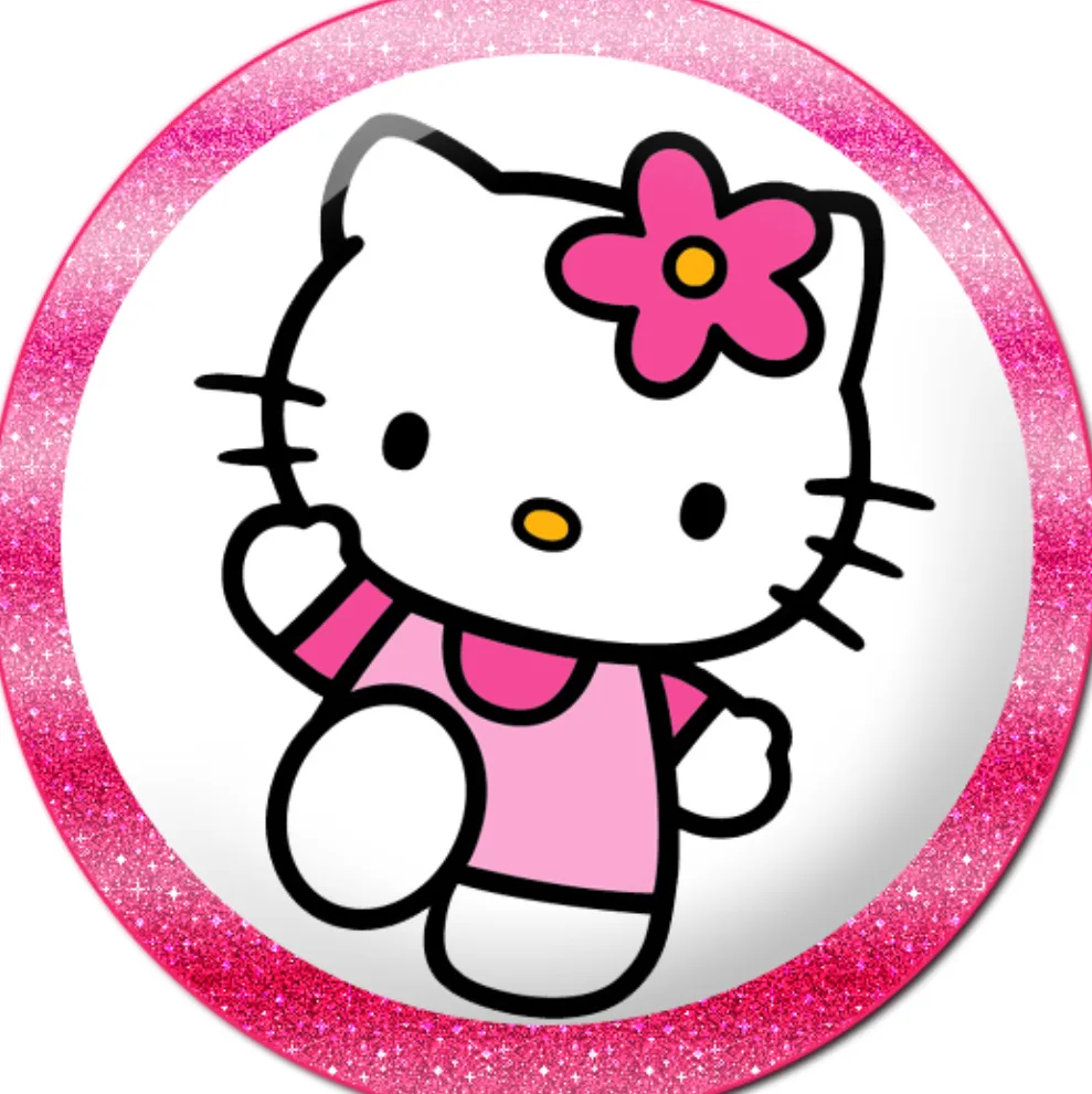Hello Kitty – v růžovém rámečku – jedlý obrázek na dort – jedlý obrázek na dort