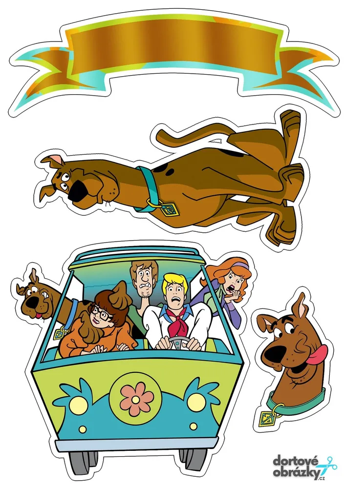 Scooby Doo – jedlý papír na hranatý dort – jedlý obrázek na dort