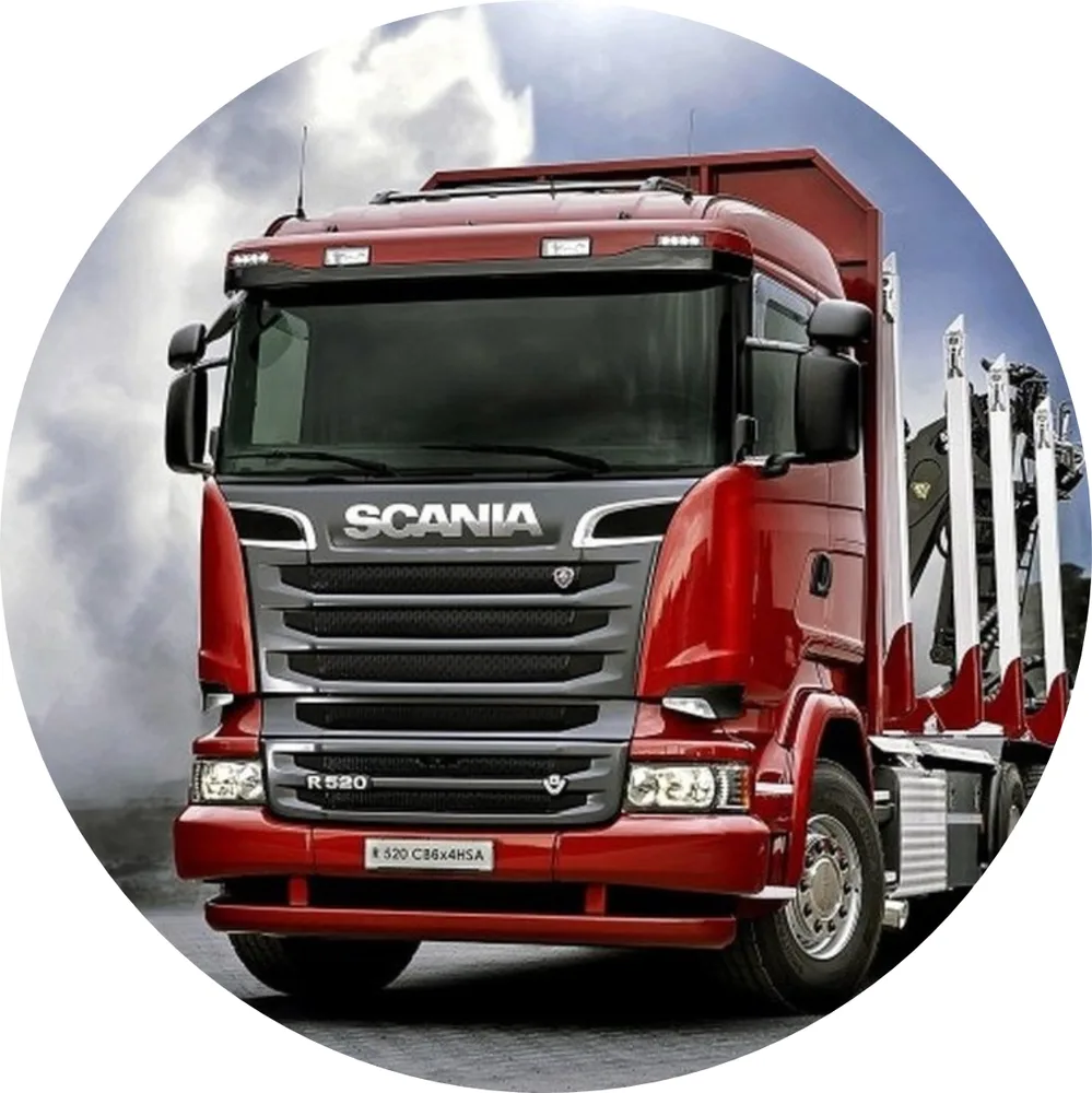 Kamion – červená Scania – jedlý obrázek na dort – jedlý obrázek na dort