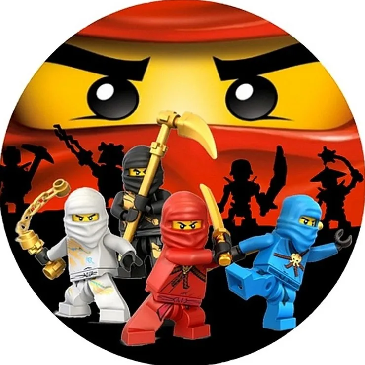 Lego Ninjago – parta před žlutou tváří – jedlý obrázek na dort – jedlý obrázek na dort