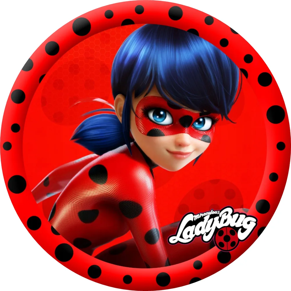 Miraculous – Kouzelná Beruška a Černý Kocour – Beruška s logem LadyBug – jedlý obrázek na dort – jedlý obrázek na dort