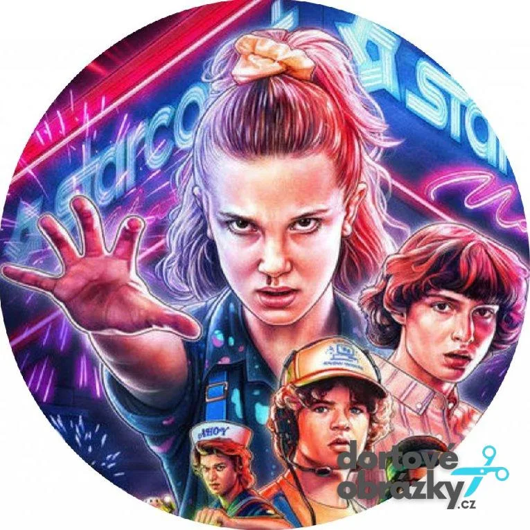 Stranger Things – Eleven v neonech – jedlý obrázek na dort – jedlý obrázek na dort