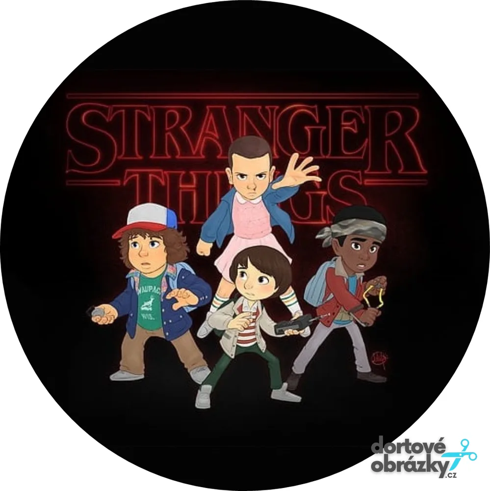 Stranger Things – kreslená parta – jedlý obrázek na dort – jedlý obrázek na dort
