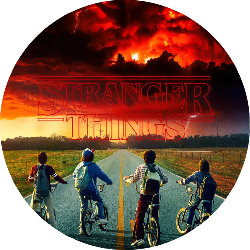 Stranger Things – kola a rudá obloha – jedlý obrázek na dort – jedlý obrázek na dort