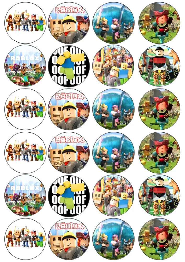 Roblox jedlý papír – 24 koleček – jedlý papír na cupcakes – jedlý obrázek na dort