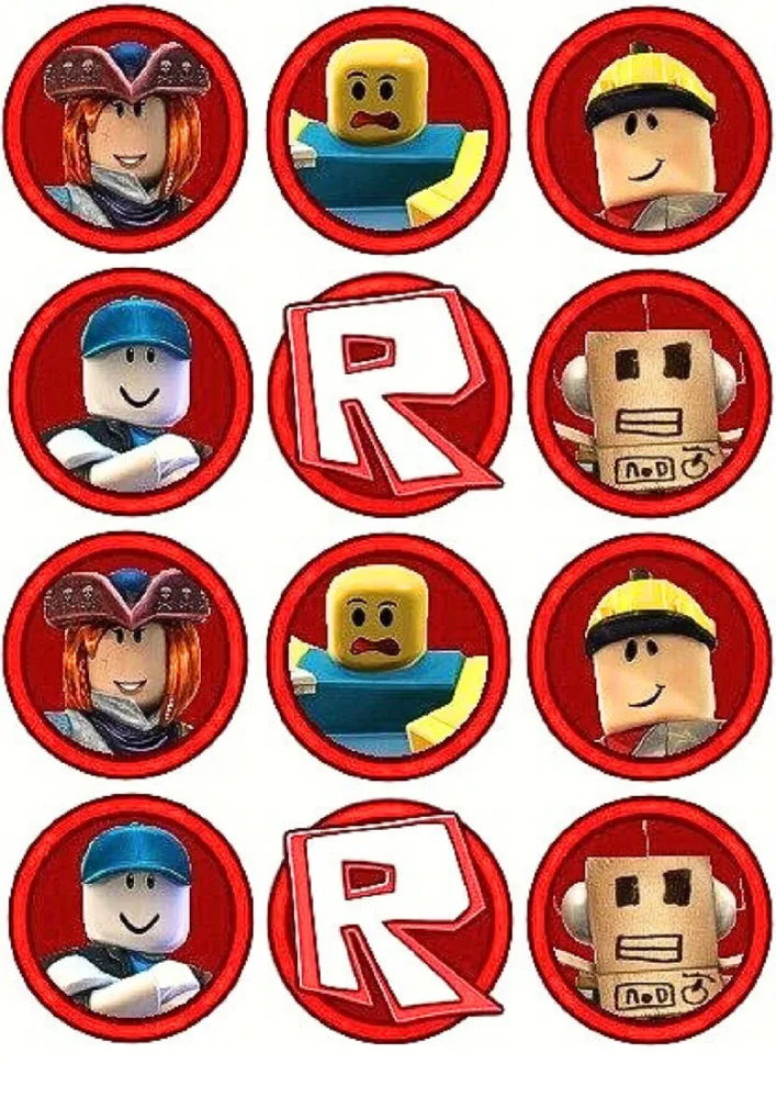 Roblox jedlý papír – 12 koleček s logem – jedlý papír na cupcakes – jedlý obrázek na dort