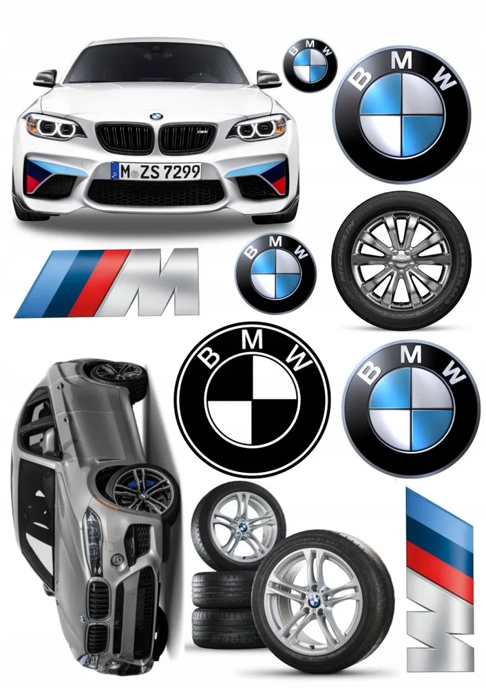 BMW dekorace – jedlý papír na hranatý dort – jedlý obrázek na dort