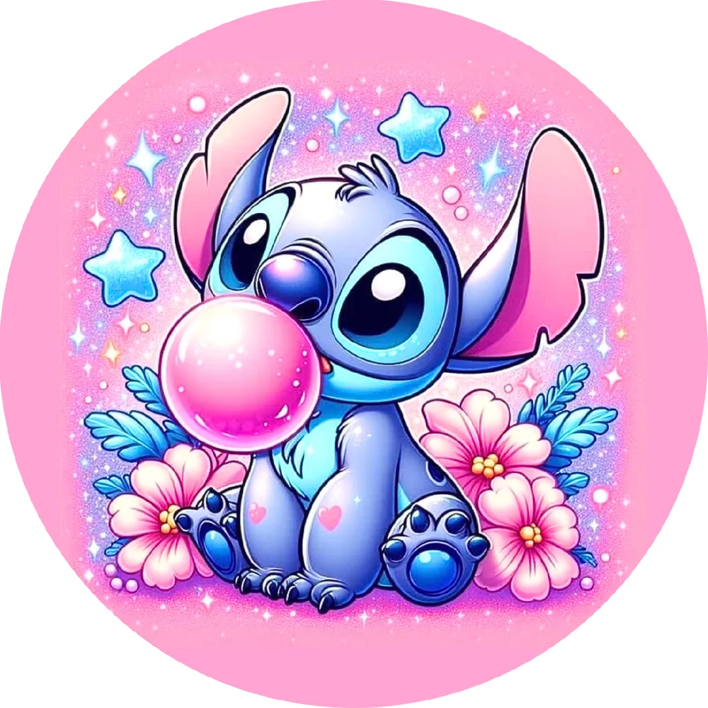 Lilo a Stitch – s bublinou žvýkačky – jedlý obrázek na dort – jedlý obrázek na dort