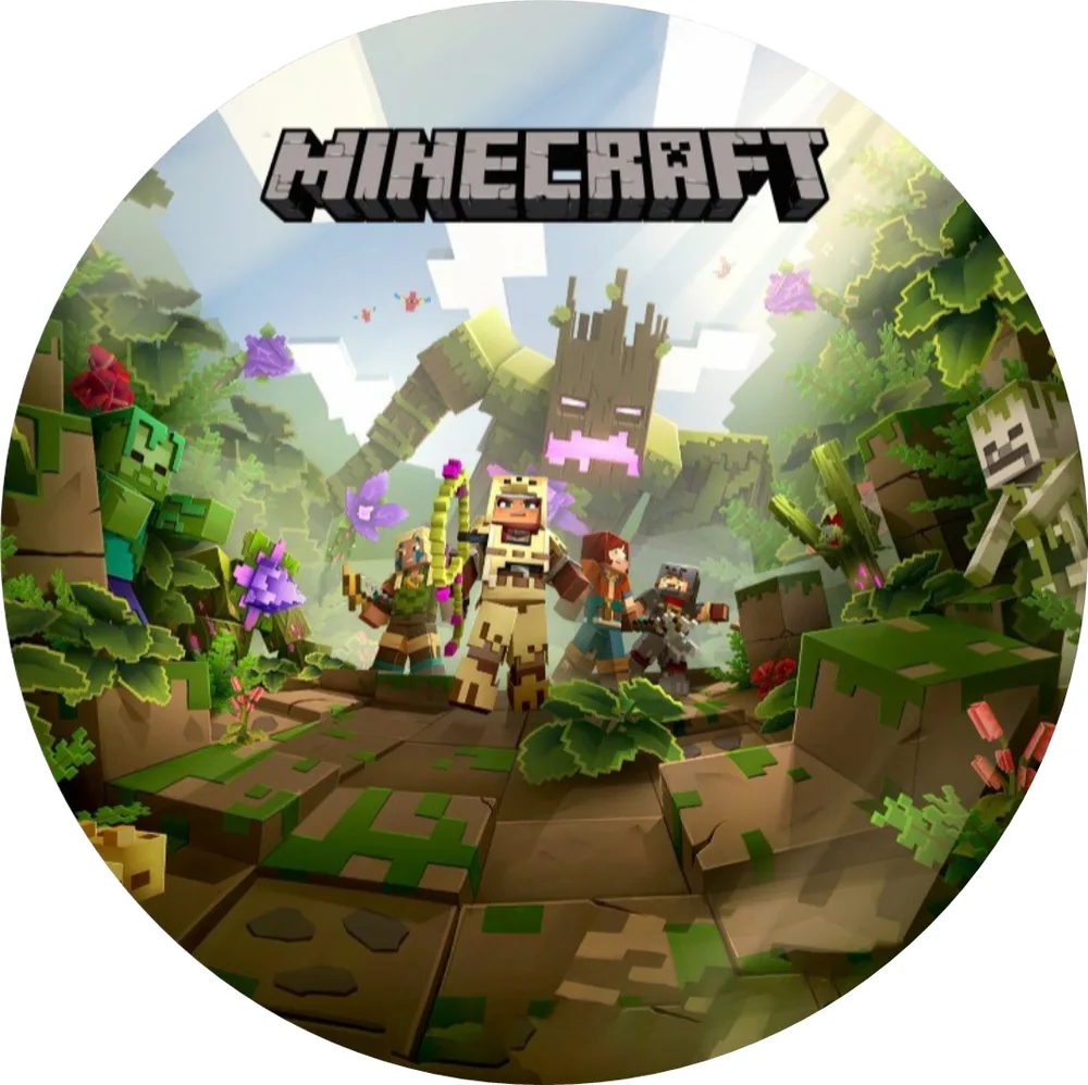 Minecraft – hrdinové v kouzelném lese – jedlý obrázek na dort – jedlý obrázek na dort