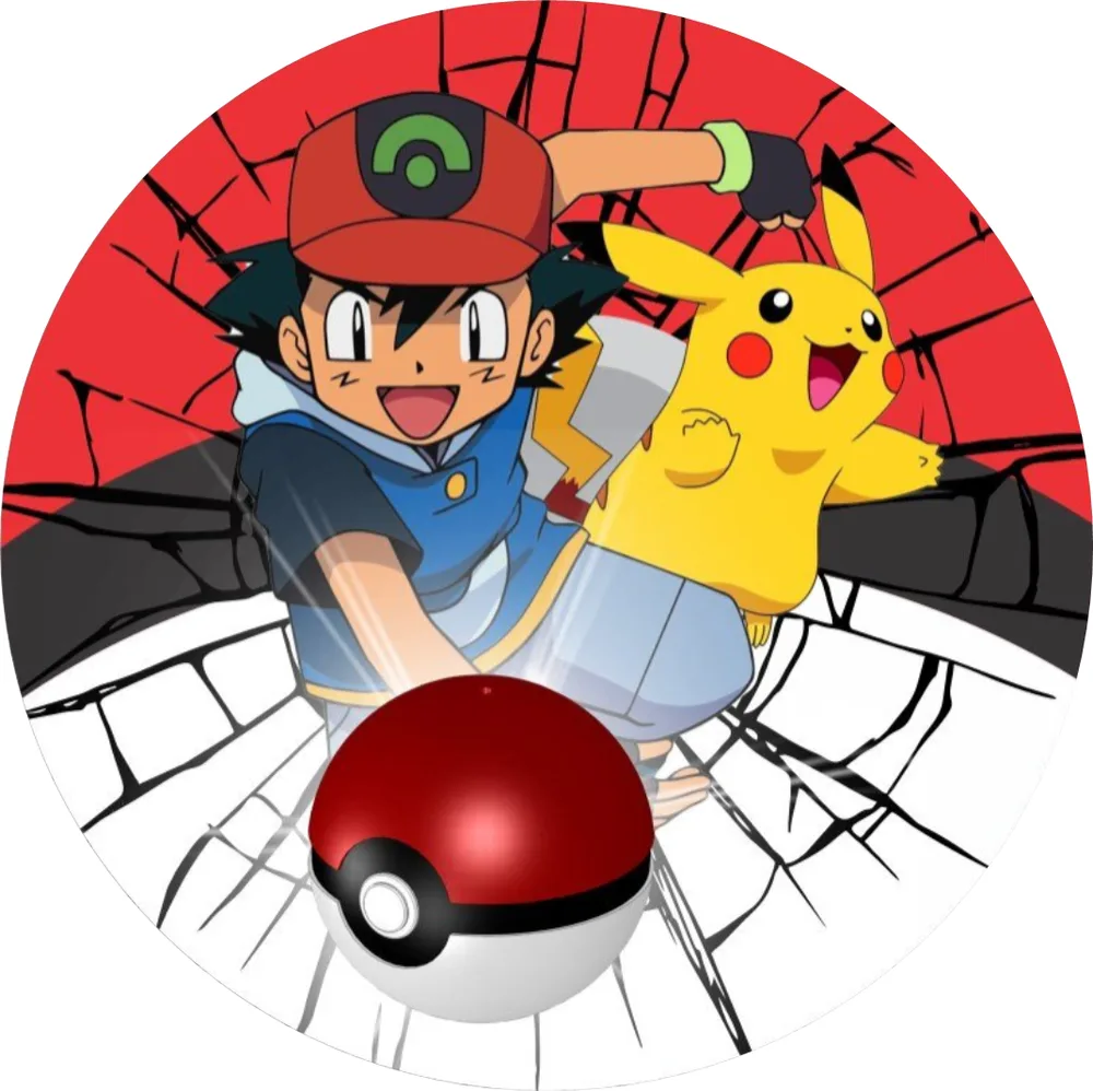 Pokémon – Ash prolamuje zeď – jedlý obrázek na dort – jedlý obrázek na dort