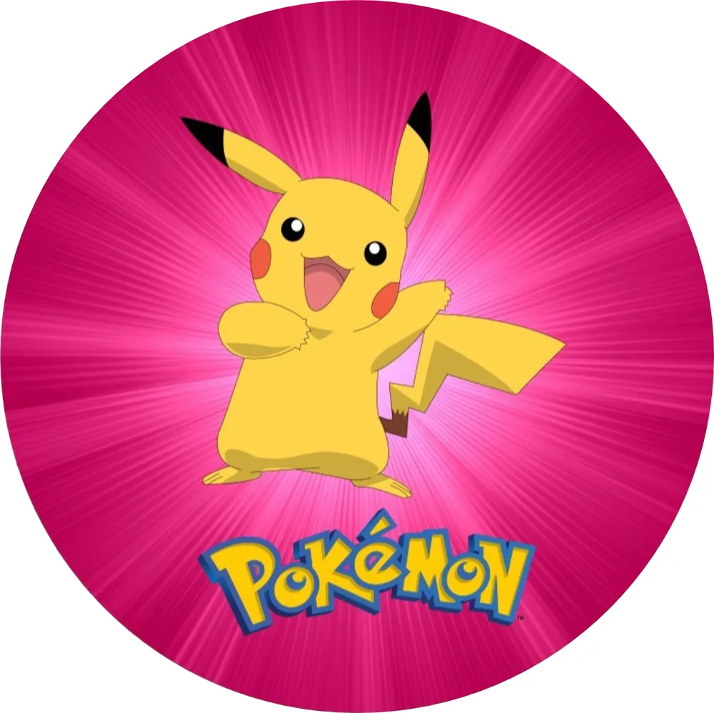 Pokémon – Pikachu na růžovém – jedlý obrázek na dort – jedlý obrázek na dort