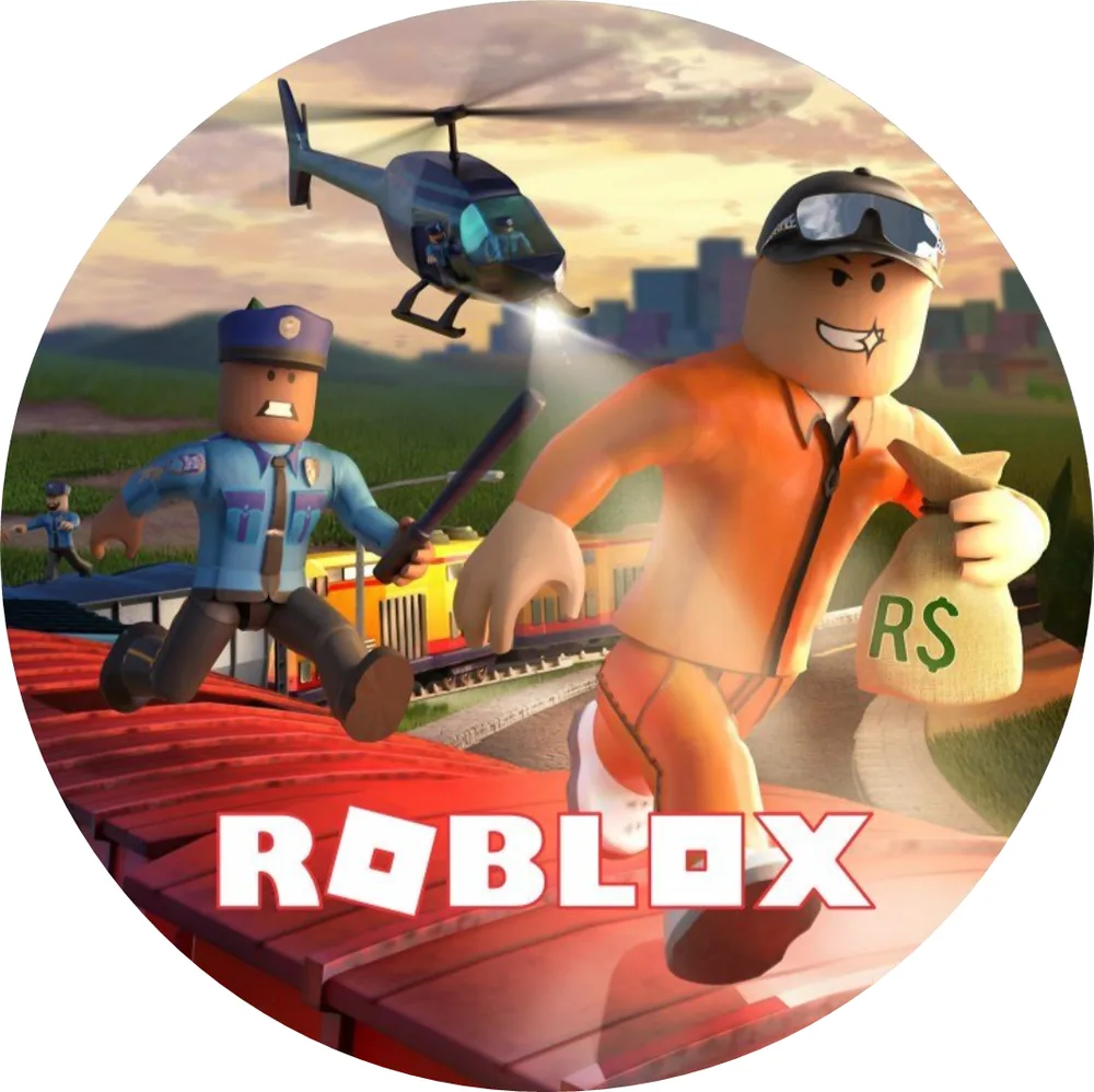 Roblox – policista a zloděj – jedlý obrázek na dort – jedlý obrázek na dort