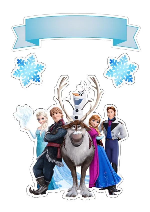 Frozen – parta se Svenem a stuhou – jedlý papír na hranatý dort – jedlý obrázek na dort