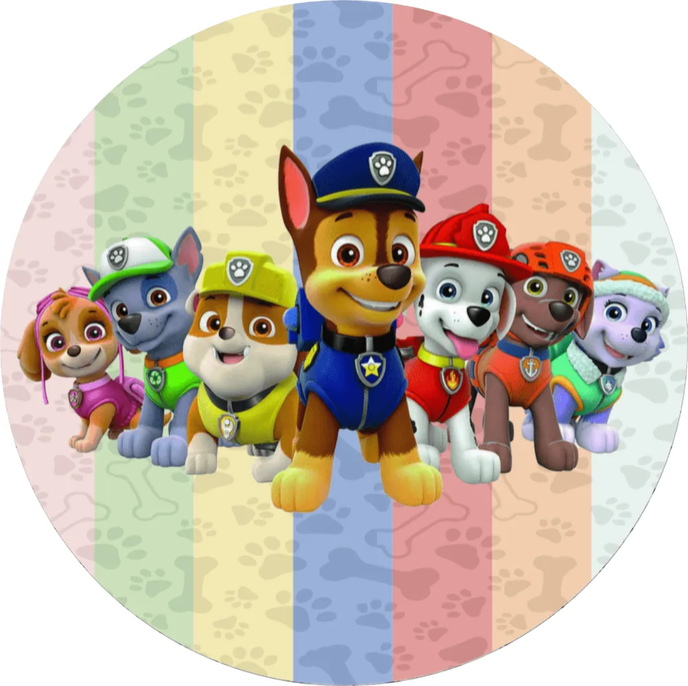 Paw Patrol – Tlapková Patrola – parta na barevných pruzích – jedlý obrázek na dort – jedlý obrázek na dort