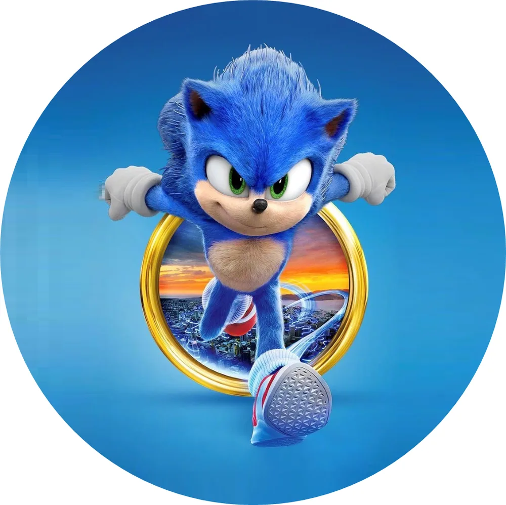 Sonic – skok ze zlatého prstenu – jedlý obrázek na dort – jedlý obrázek na dort