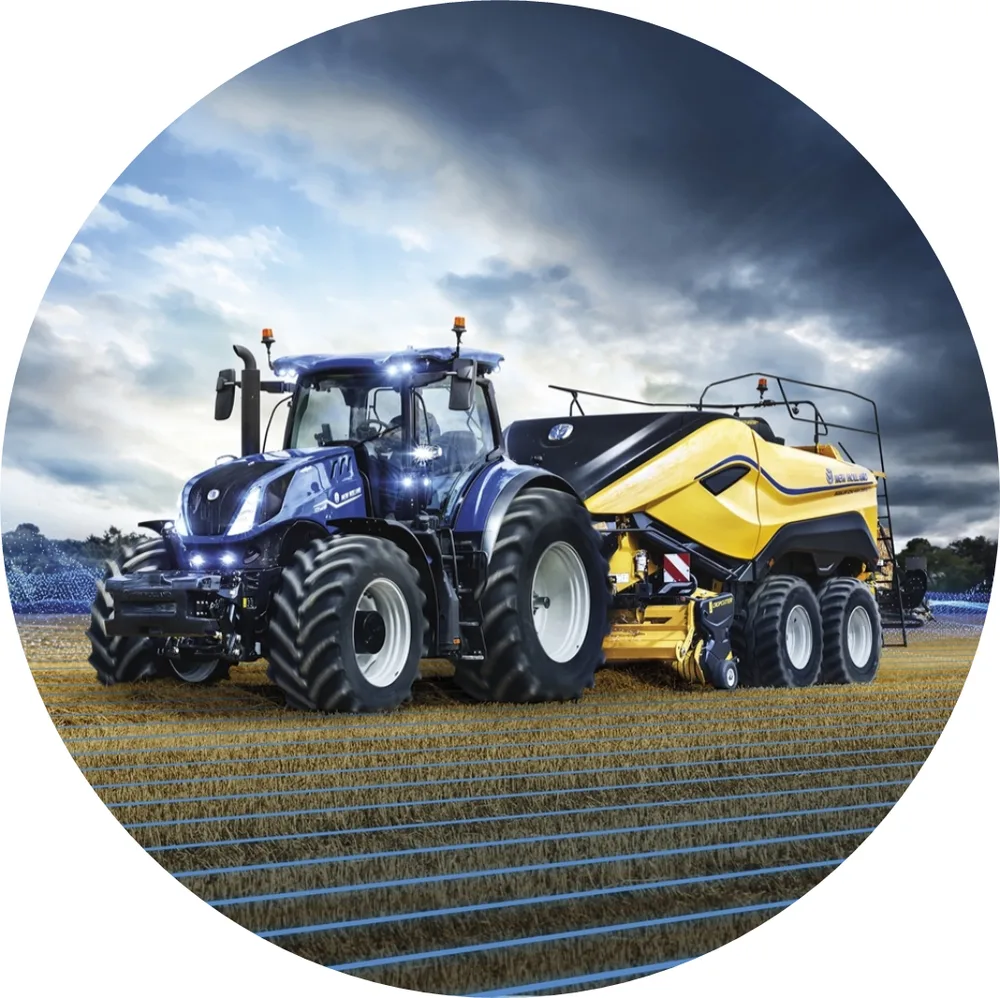 Traktor – modrý s lisem – jedlý obrázek na dort – jedlý obrázek na dort