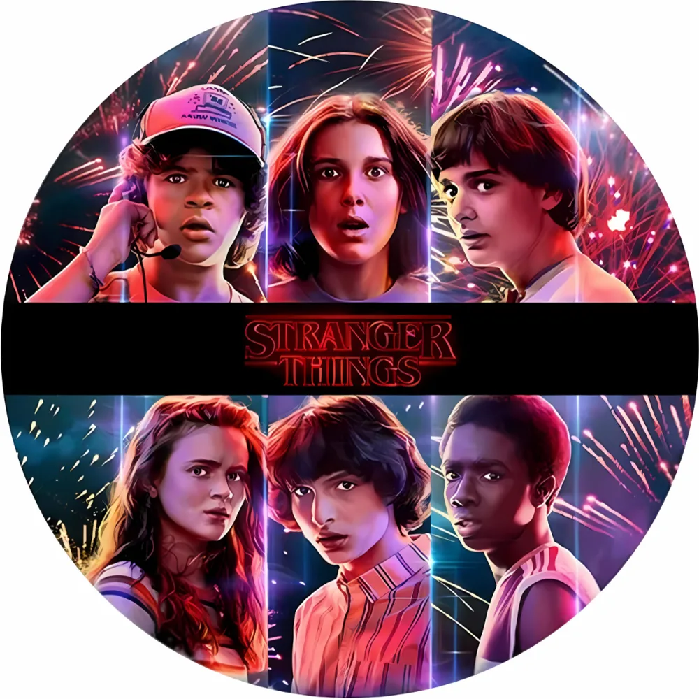 Stranger Things – postavy v ohňostroji – jedlý obrázek na dort – jedlý obrázek na dort