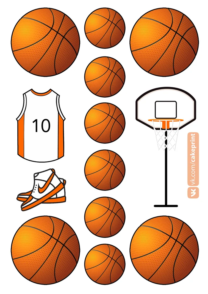 Basketbal – jedlý papír na hranatý dort – jedlý obrázek na dort