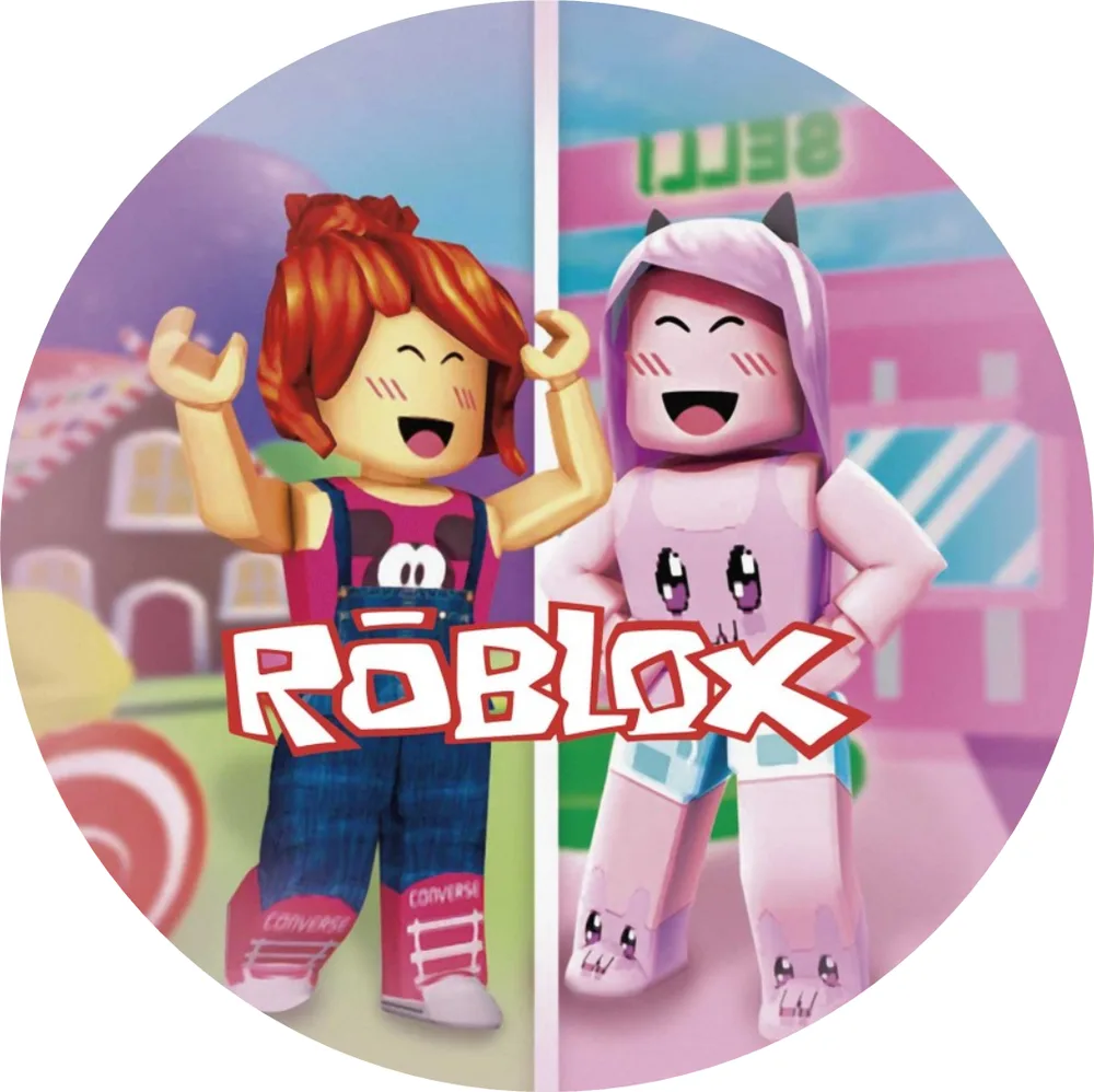 Roblox – holčičky v růžovo-modrém – jedlý obrázek na dort – jedlý obrázek na dort
