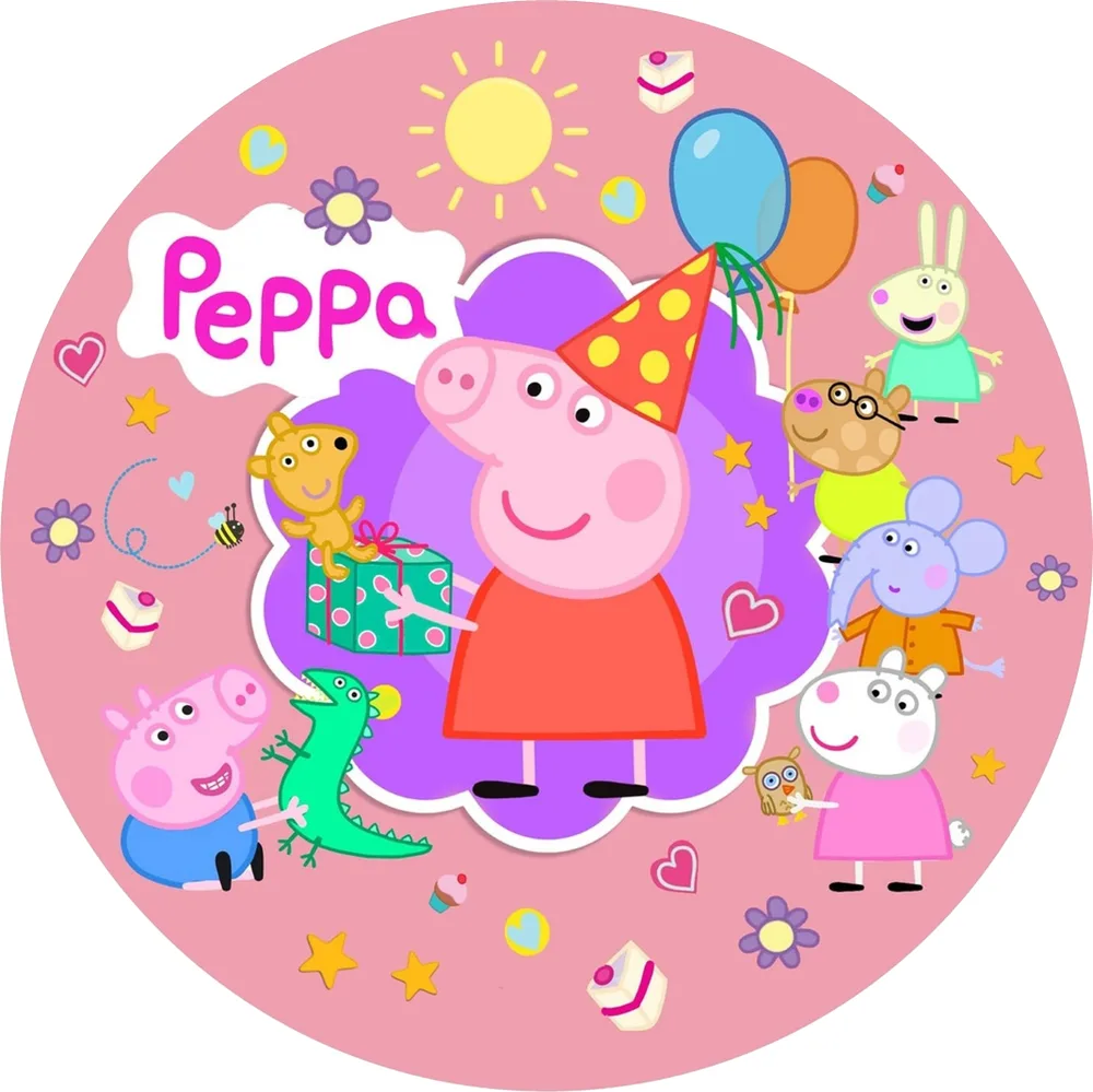Prasátko Peppa – oslava s kloboučkem – jedlý obrázek na dort – jedlý obrázek na dort
