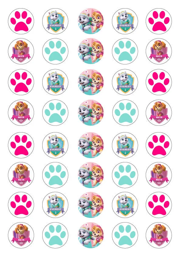 Paw Patrol – tlapky a štíty – jedlý papír na cupcakes – jedlý obrázek na dort
