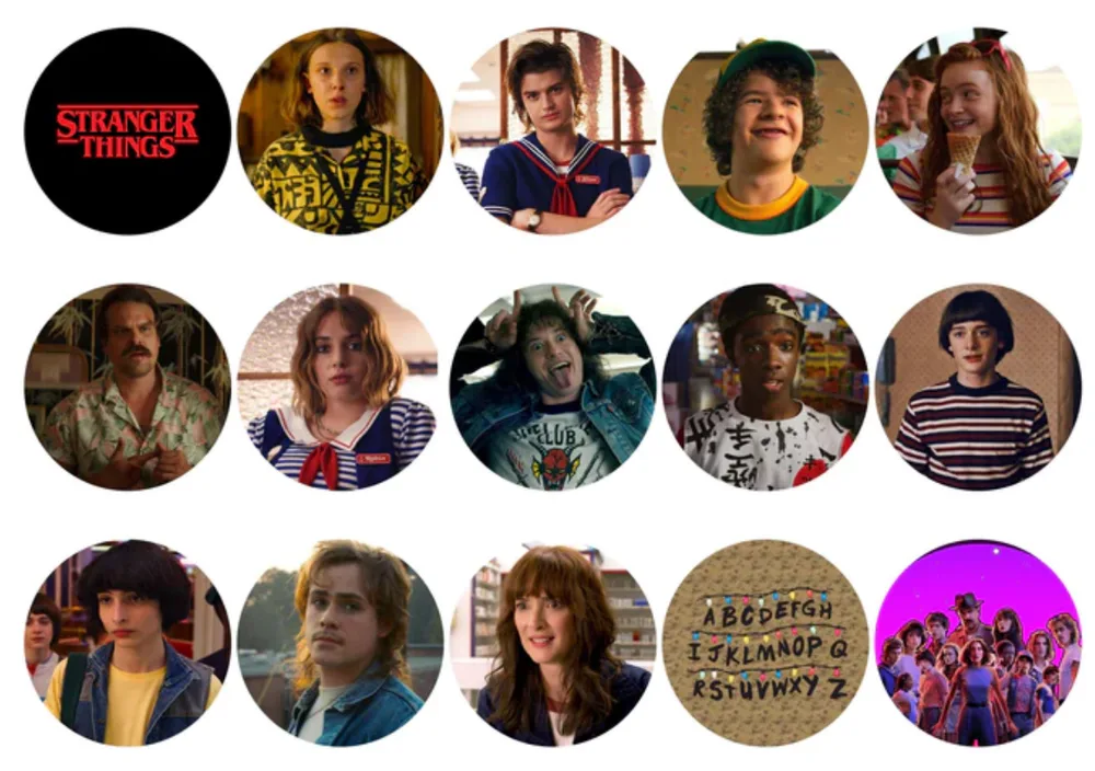 Stranger Things – 15 koleček – jedlý papír na cupcakes – jedlý obrázek na dort