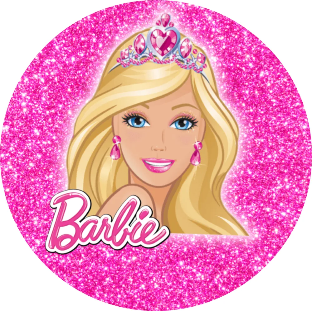 Barbie – třpytivá s logem – jedlý obrázek na dort – jedlý obrázek na dort