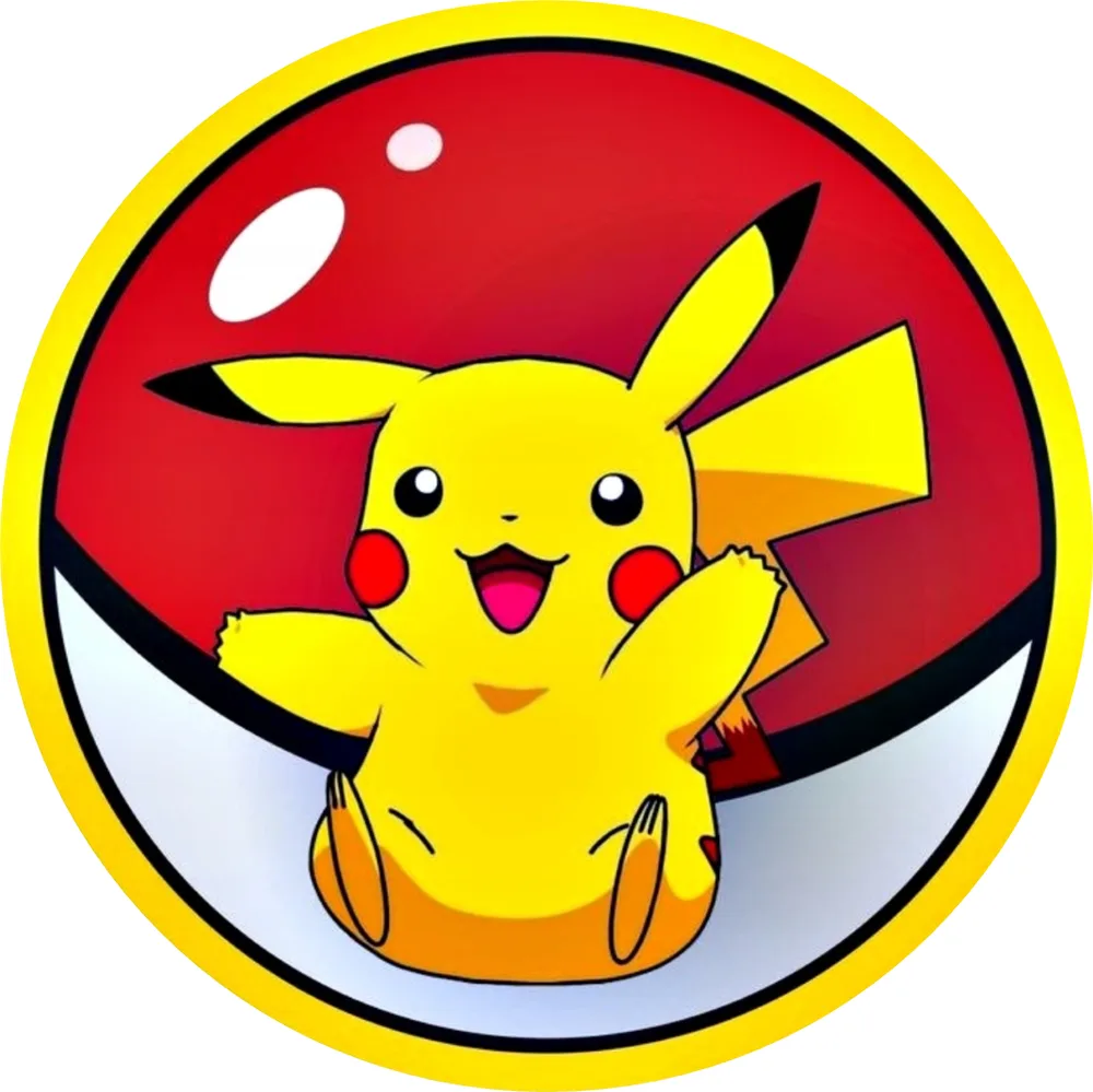 Pokémon – Pikachu v Pokéballu – jedlý obrázek na dort – jedlý obrázek na dort