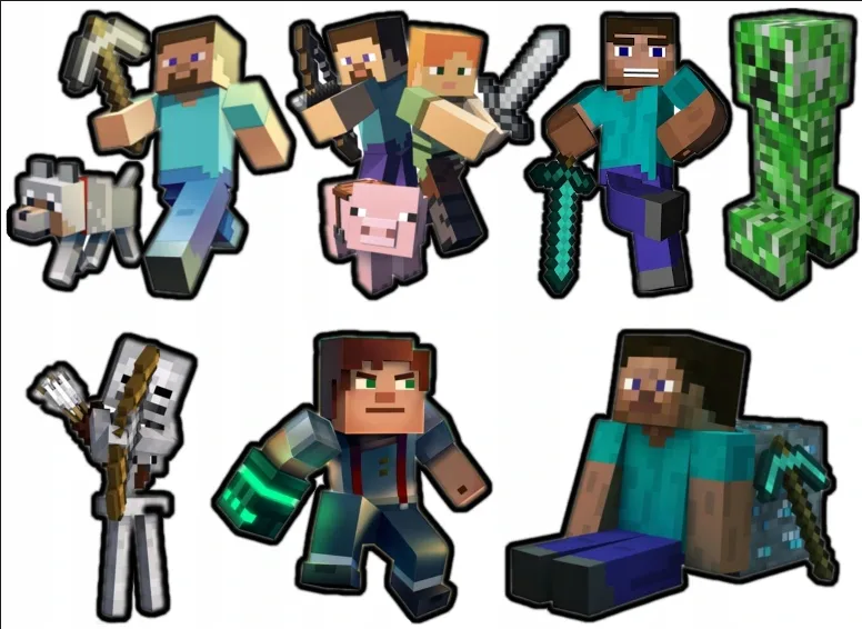 Minecraft – Ořez – jedlý papír na hranatý dort – jedlý obrázek na dort
