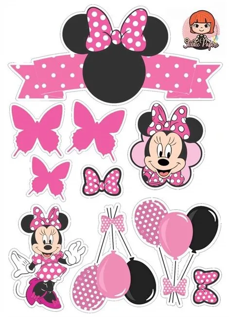 Minnie – Ořez – jedlý papír na hranatý dort – jedlý obrázek na dort