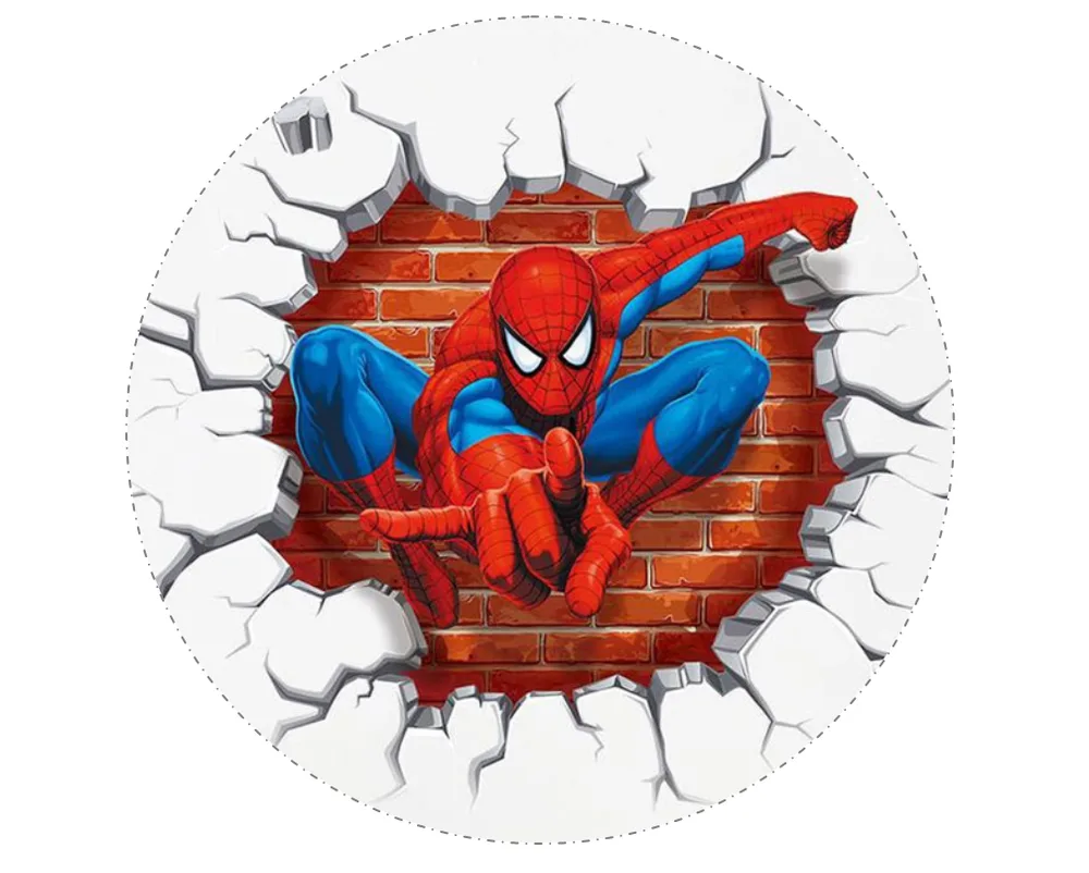 Spiderman – průlom zdí na bílém – jedlý papír na hranatý dort – jedlý obrázek na dort