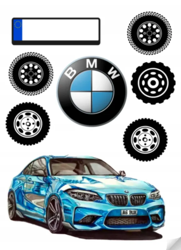 BMW – Auto – jedlý papír na hranatý dort – jedlý obrázek na dort