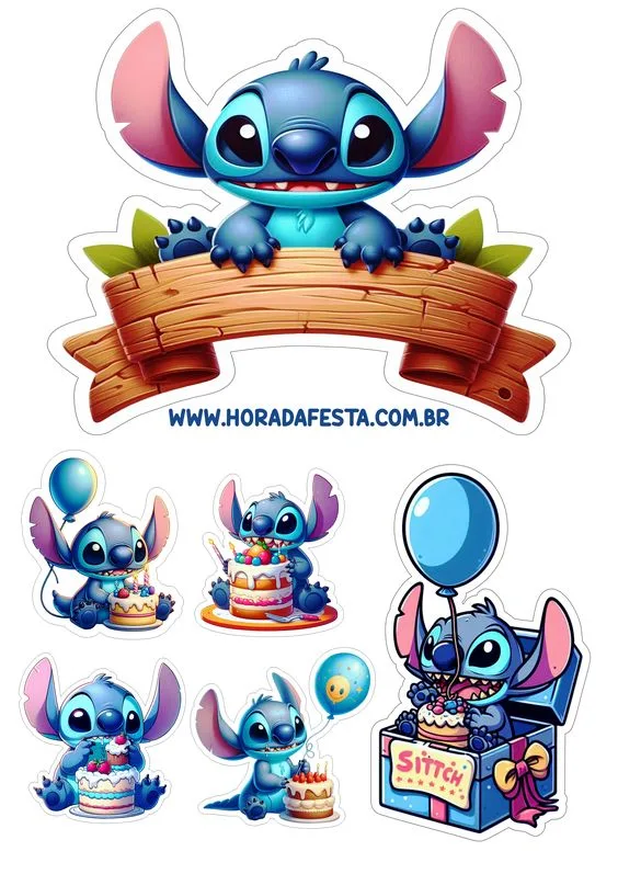 Lilo a Stitch – cedulka s balónky – jedlý papír na hranatý dort – jedlý obrázek na dort