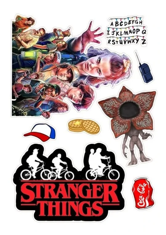 Stranger Things – výřezy s Demogorgonem – jedlý papír na hranatý dort – jedlý obrázek na dort