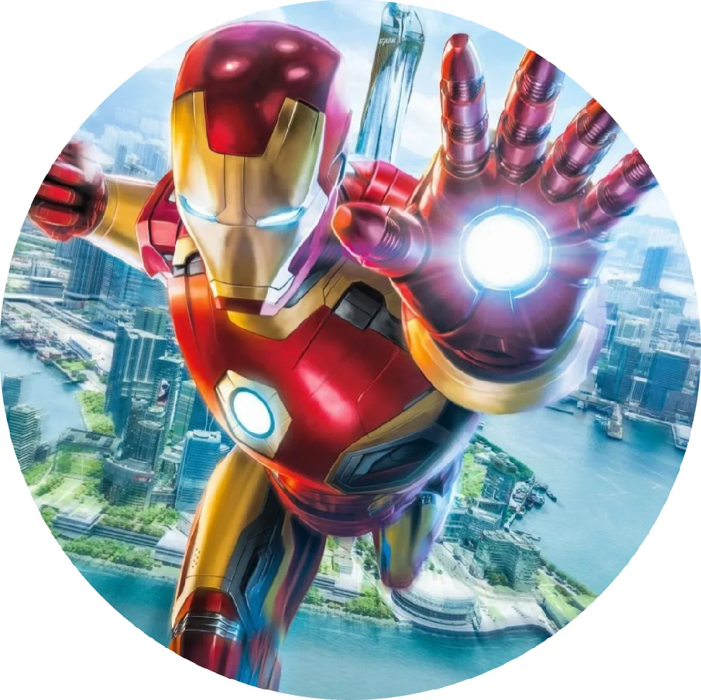 Avengers – Iron Man – let nad městem – jedlý obrázek na dort – jedlý obrázek na dort