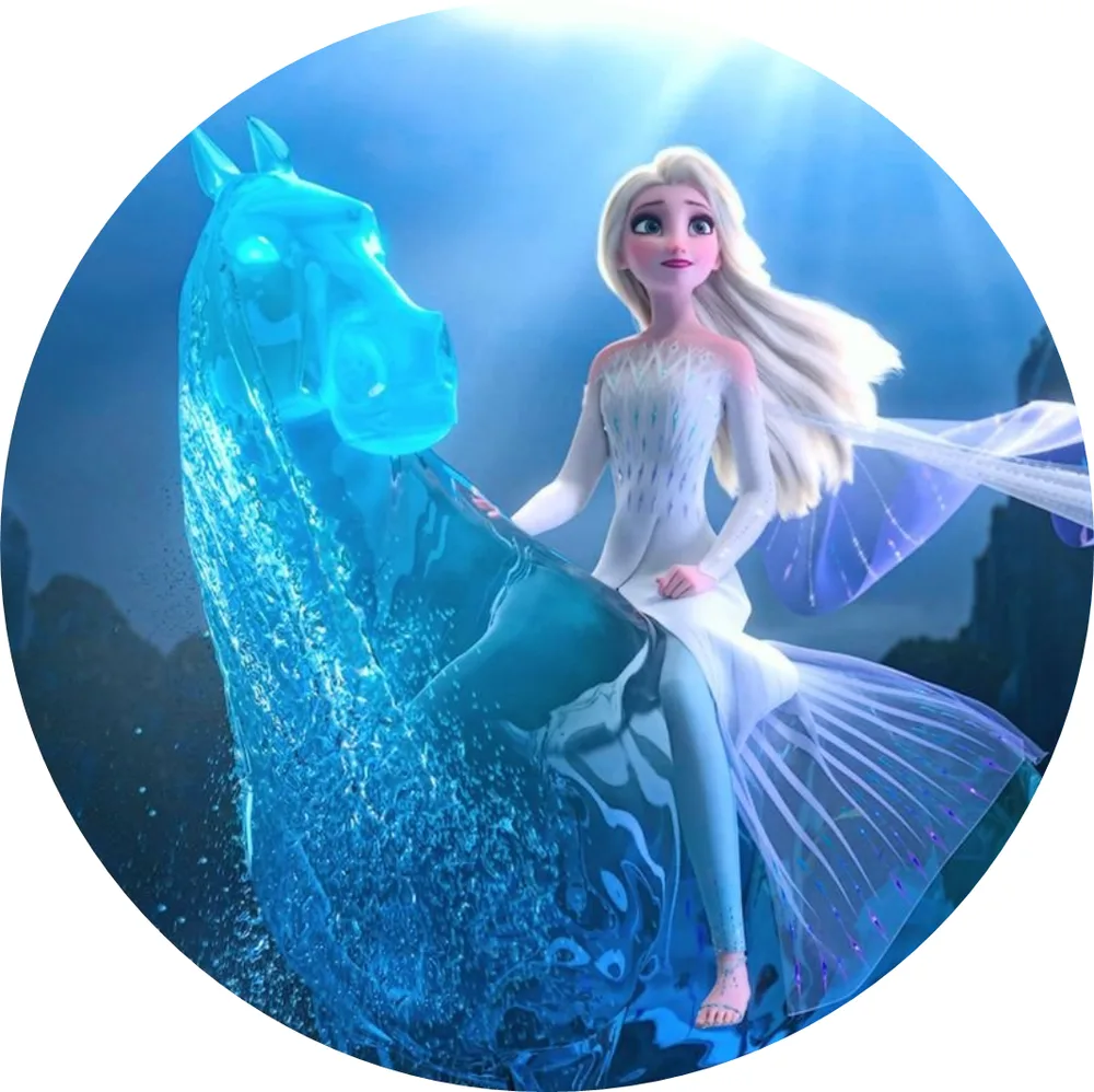 Frozen – Elsa na vodním koni – jedlý obrázek na dort – jedlý obrázek na dort