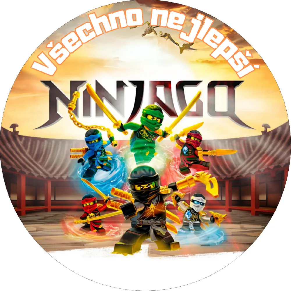 Lego Ninjago Všechno nejlepší – jedlý obrázek na dort – jedlý obrázek na dort