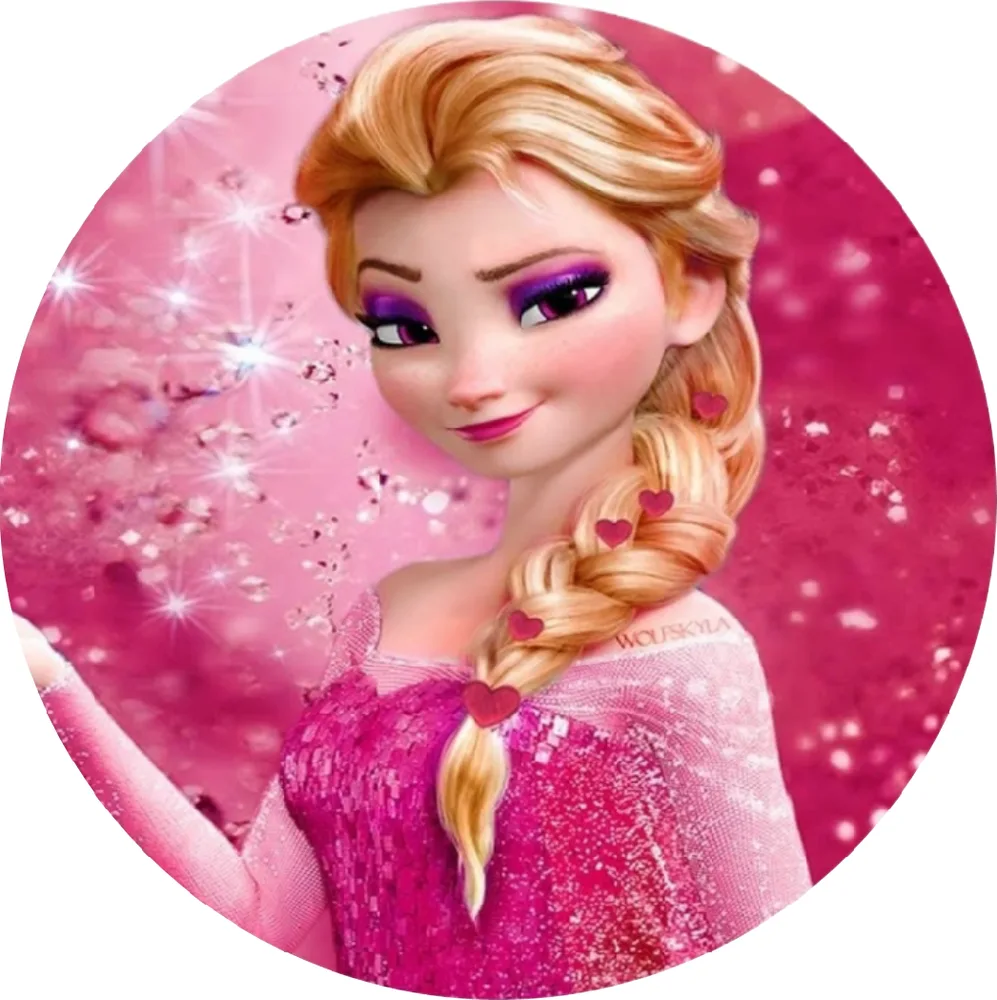 Frozen – Elsa – Růžová – jedlý obrázek na dort – jedlý obrázek na dort