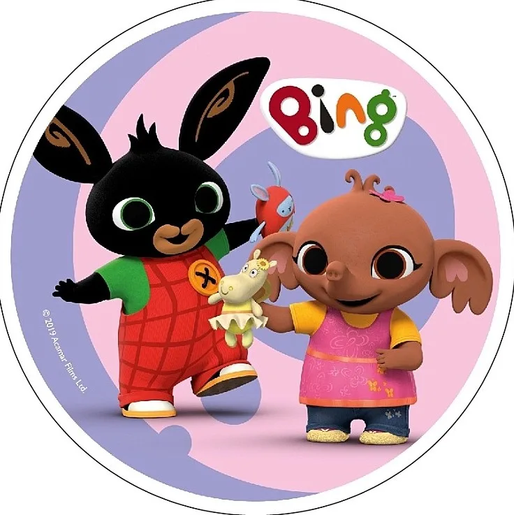Bing – Bing a Sula na růžovém – jedlý obrázek na dort – jedlý obrázek na dort