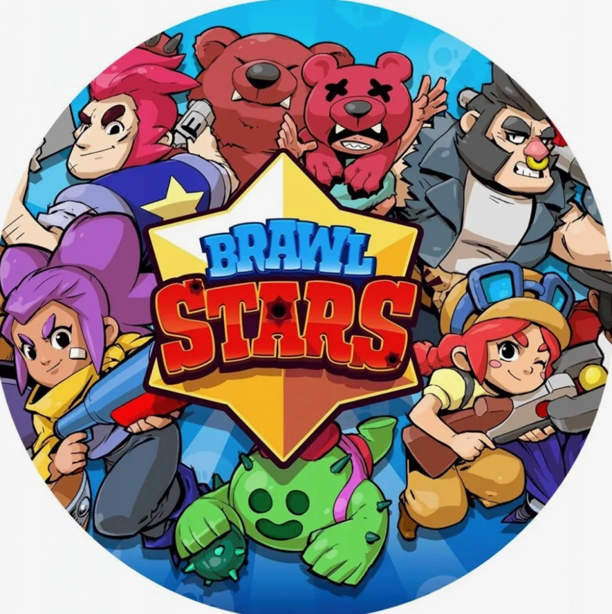 Brawl Stars – hrdinové a velké logo – jedlý obrázek na dort – jedlý obrázek na dort