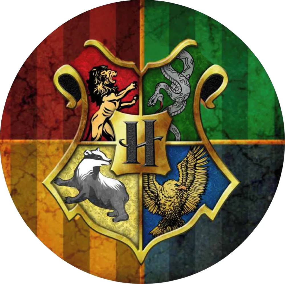 Harry Potter Bradavický Znak – erb na barvách kolejí – jedlý obrázek na dort – jedlý obrázek na dort