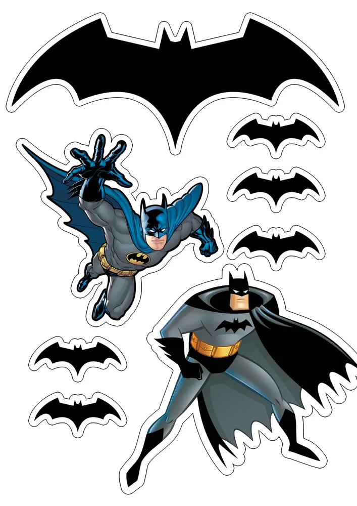 Batman – velký netopýr a Batman v letu – jedlý papír na hranatý dort – jedlý obrázek na dort