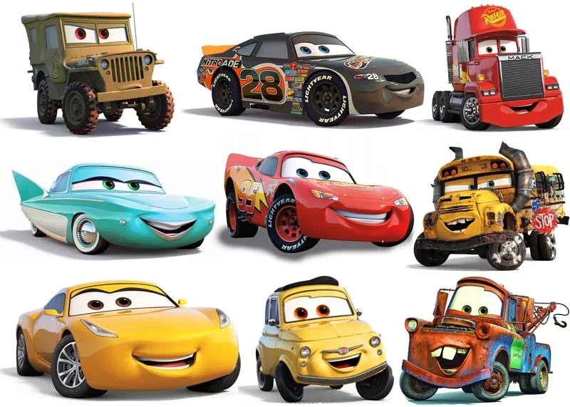 Cars – výřezy aut – jedlý papír na hranatý dort – jedlý obrázek na dort