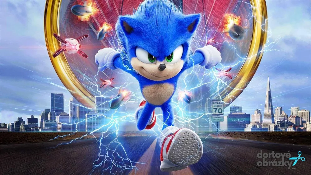 Sonic – filmový na šířku – jedlý papír na hranatý dort – jedlý obrázek na dort