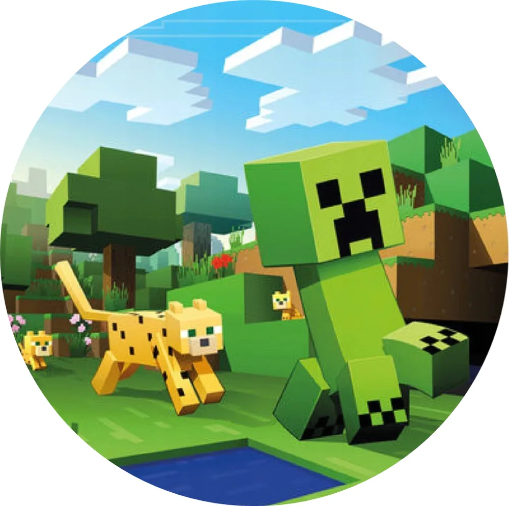 Minecraft – Creeper a ocelot – jedlý obrázek na dort – jedlý obrázek na dort